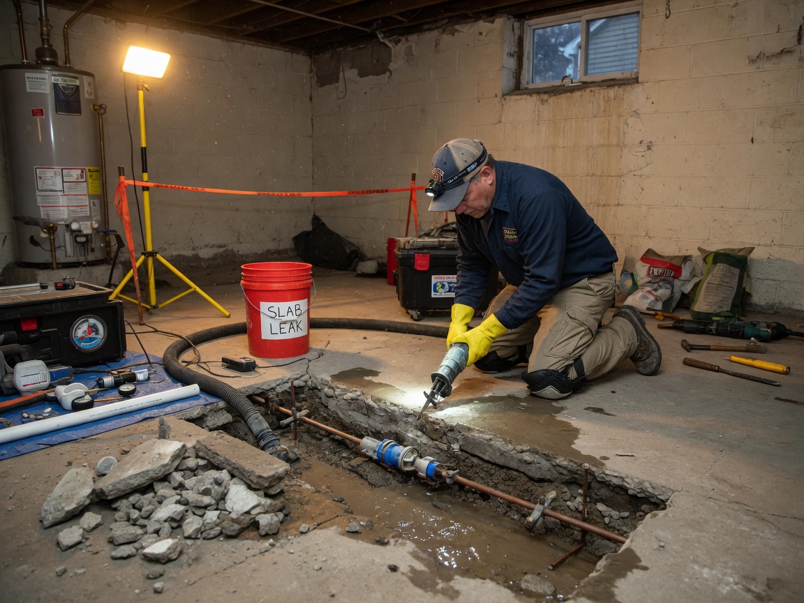 Cold Water Slab Leak Repair in Valley Stream, NY